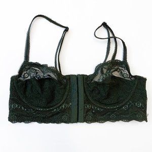 Olive Green Longline Lace Bralette 34C